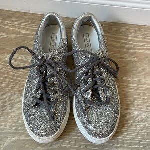 Marc Jacobs Silver Empire Glitter Low-Top Lace-Up Sneakers